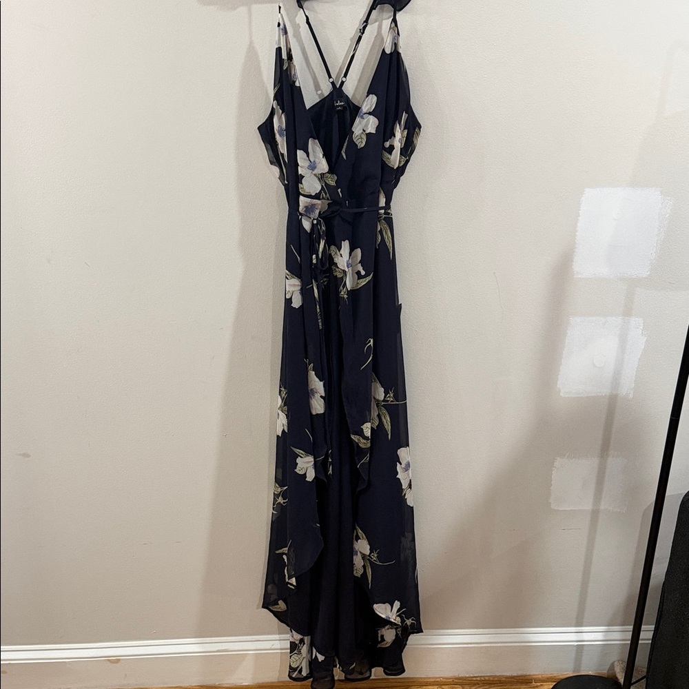 Lulu's Navy Floral High Low Dress